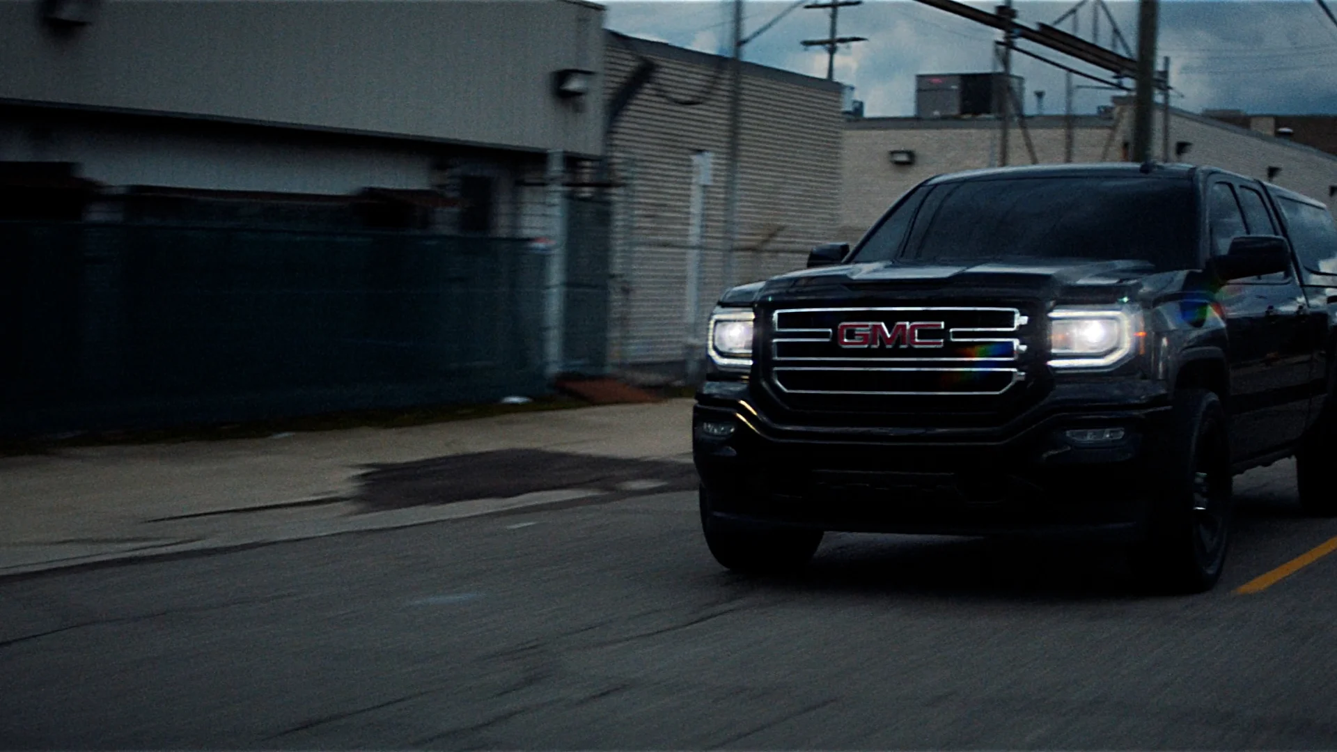 Pickup truck on a city street